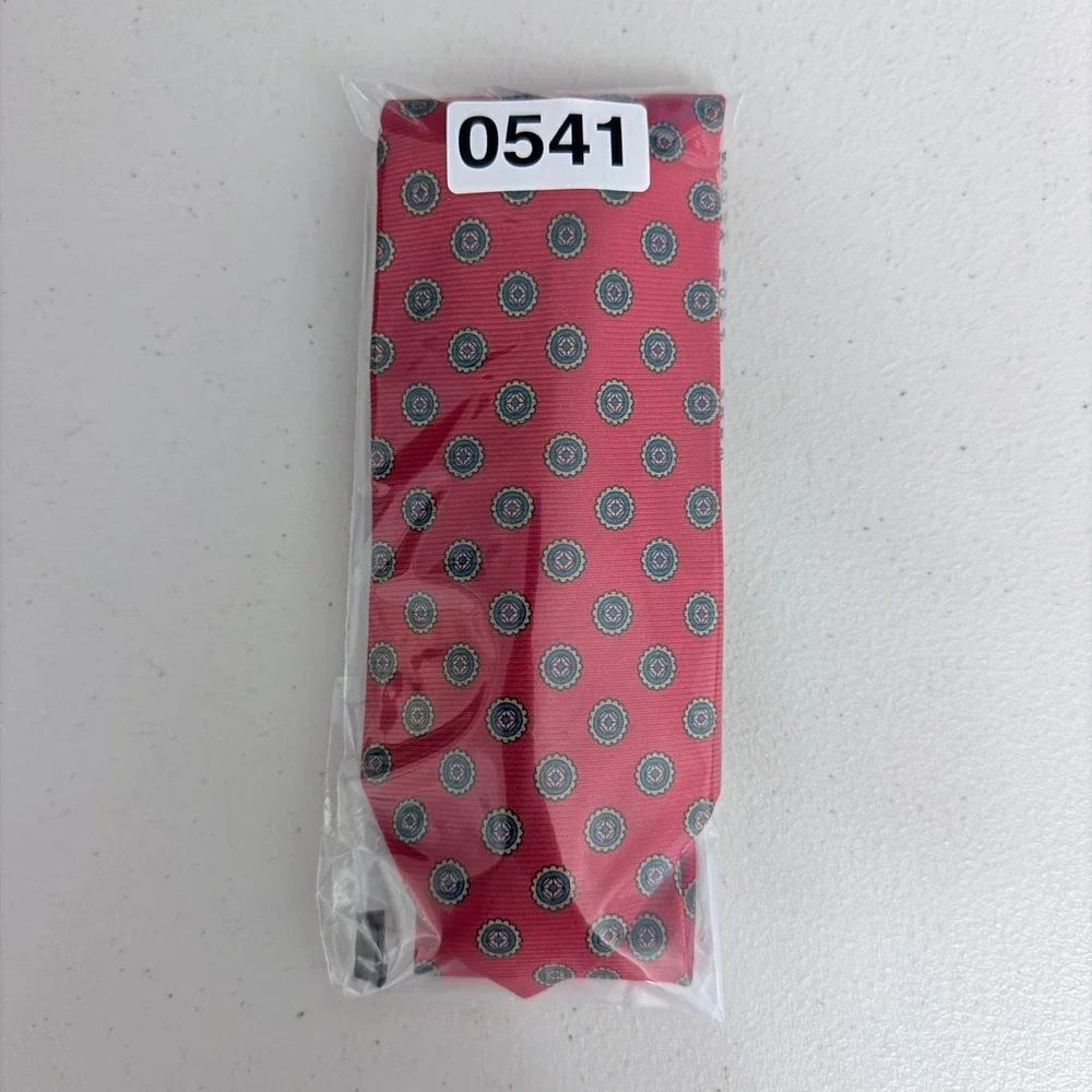 Jos A Bank Necktie Mens One Size Red Silk Medallion Executive Collection Classic